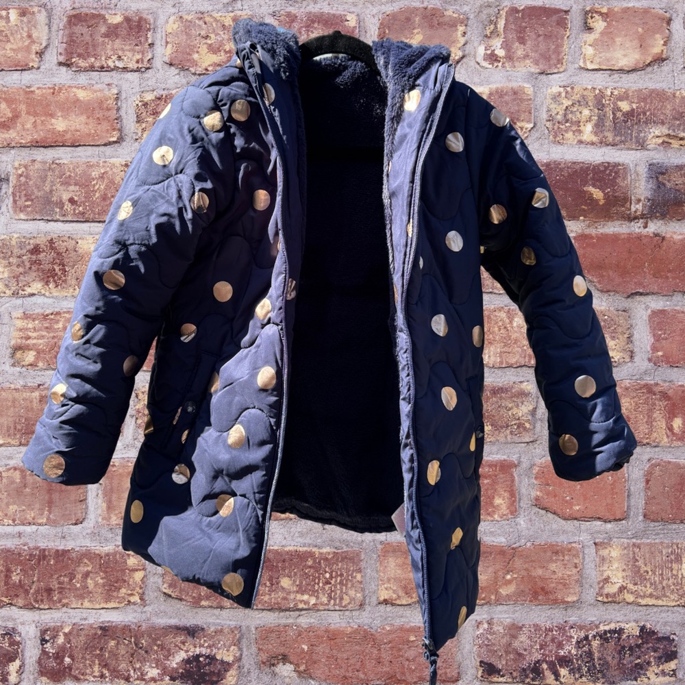 Kids Navy and Gold Polka Dot Jacket